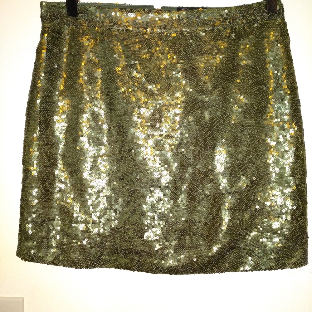 SHINESTAR GREEN SEQUIN MINI SKIRT